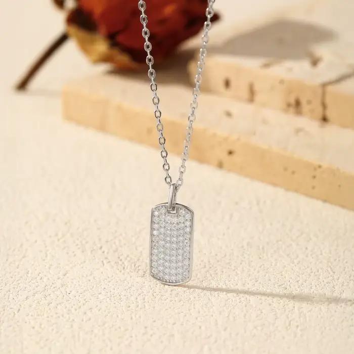 MODIAN D couleur Moissanite Rectangle marque collier 925 en argent Sterling à la mode empilable pendentif colliers pour femmes bijoux fins