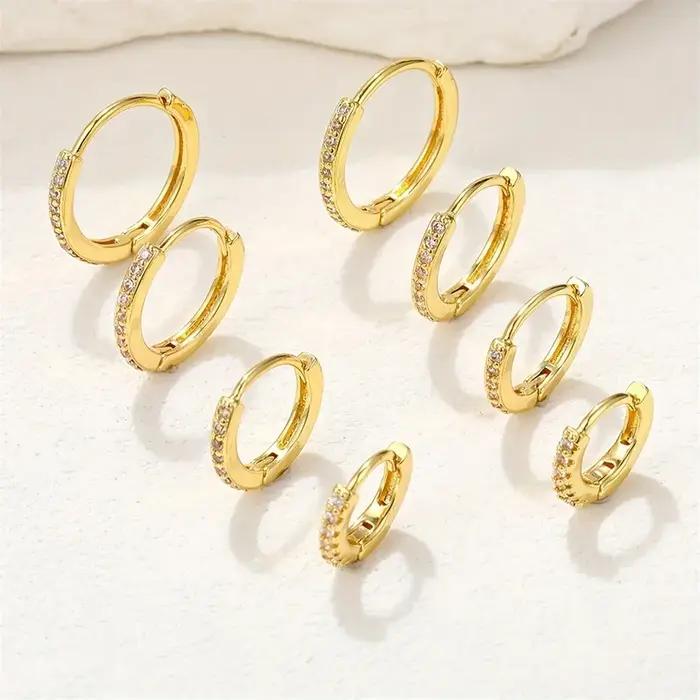 3 paires ensemble mode acier inoxydable cristal ovale Huggie boucles d'oreilles pour femmes 18K plaqué or balancent cerceau boucle d'oreille Punk bijoux