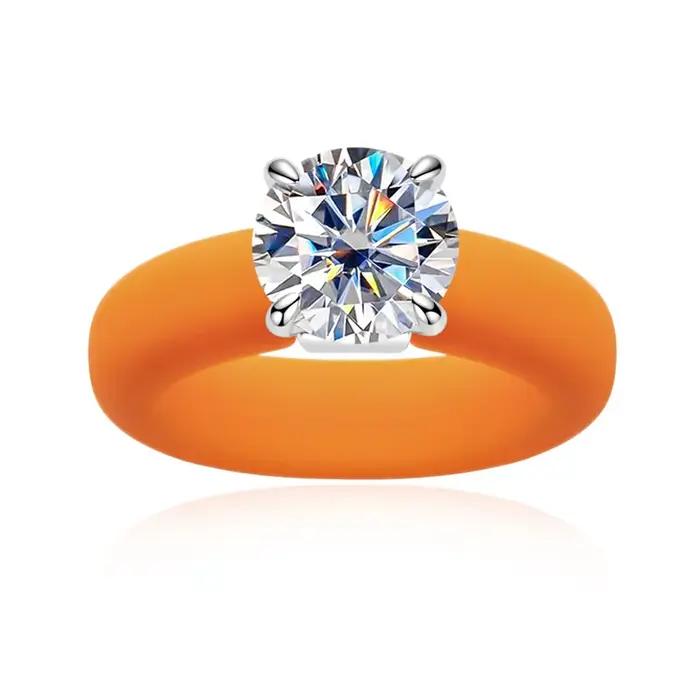 Bague de fiançailles solitaire MossanRappr en argent sterling 925 avec moissanite couleur D de 3