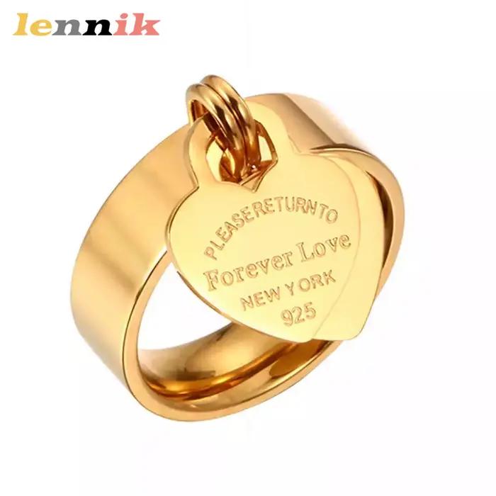 LENNIK bague d'amour pour toujours amour mode lumière luxe coeur de pêche lettre accessoires plaqué or
