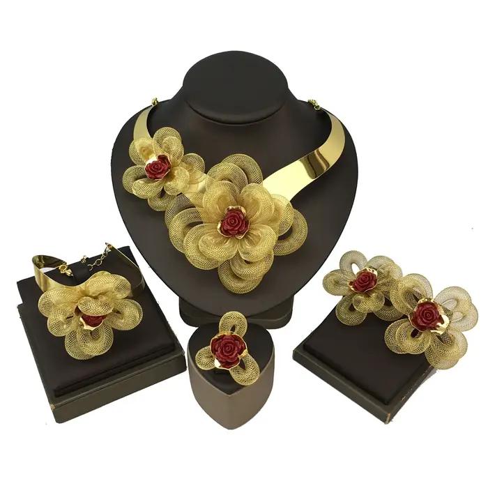 NigWin-Ensembles de bijoux plaqués or pour femmes, costume de mariage pour patients, collier africain, cadeau de fête, FHK18433