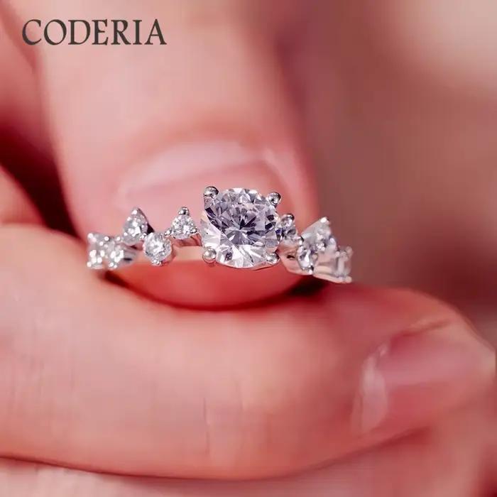 Bague en argent regardé 925 avec véritable moissanite pour femme, test de diamant réussi, cadeau d'a