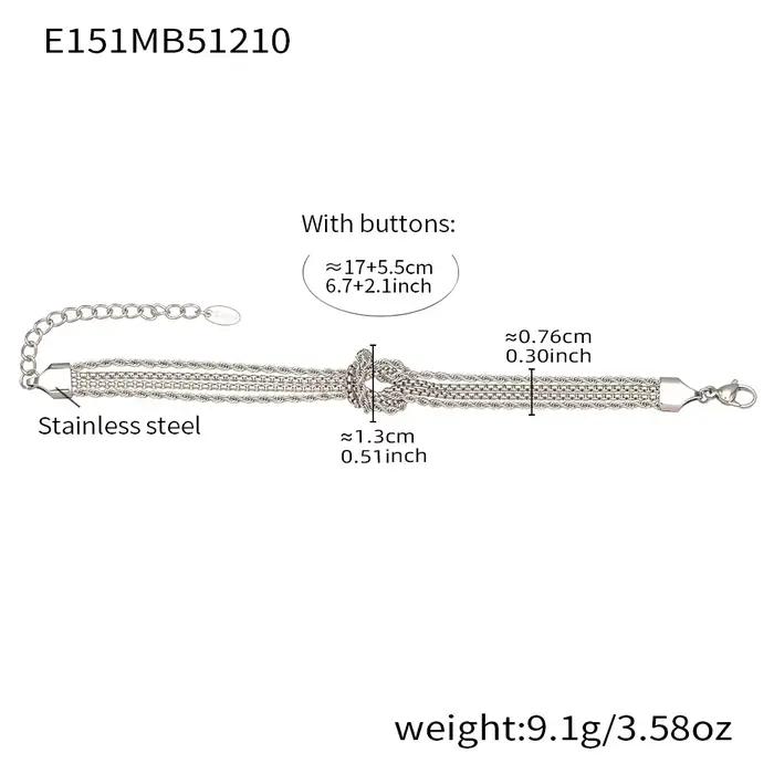 Bracelet à nœud d'amour en acier inoxydable pour femmes, plaqué or 18 carats, noué à la main, chaîne