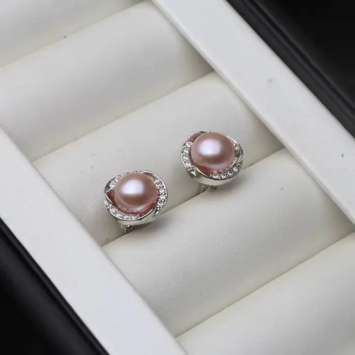 Boucles d'oreilles en perles noires d'eau douce naturelles, bijoux pour femmes, boucles d'oreilles de mariée en argent 925 avec perles, cadeau d'anniversaire blanc gris