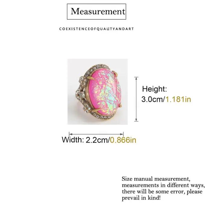 Bague Vintage en opale rouge Rose, couleur or, strass, qualité, cadeaux de luxe de styliste pour femmes, accessoires de mariage, nouveau bleu vert 2025