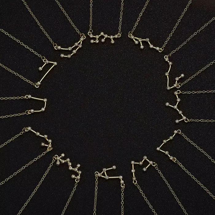 Collier des 12 Constellations à la Mode avec Pendentifs en Alliage de Zinc pour Femme Occasions Spéciales