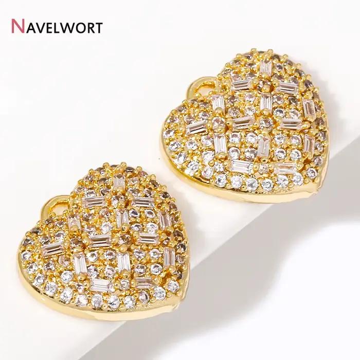 Breloques coeur plaquées or 18 carats pour bracelet et collier, accessoires exécutifs, bijoux incrustés, matériaux exécutifs