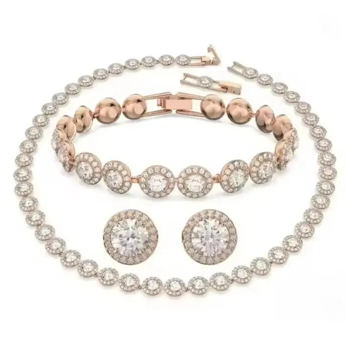 Ensemble de bijoux haut de gamme en or et diamants avec pendentif et boucles doreilles colorées pour femmes occasions spéciales