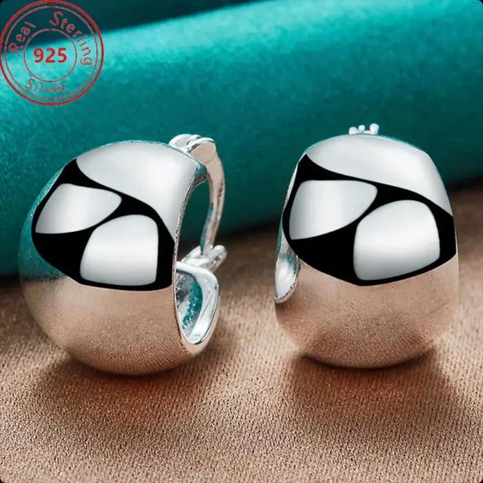 Boucles d'oreilles rondes fines et brillantes en argent Sterling S925 pour femmes occasions spéciales mariage fête élégantes à offrir