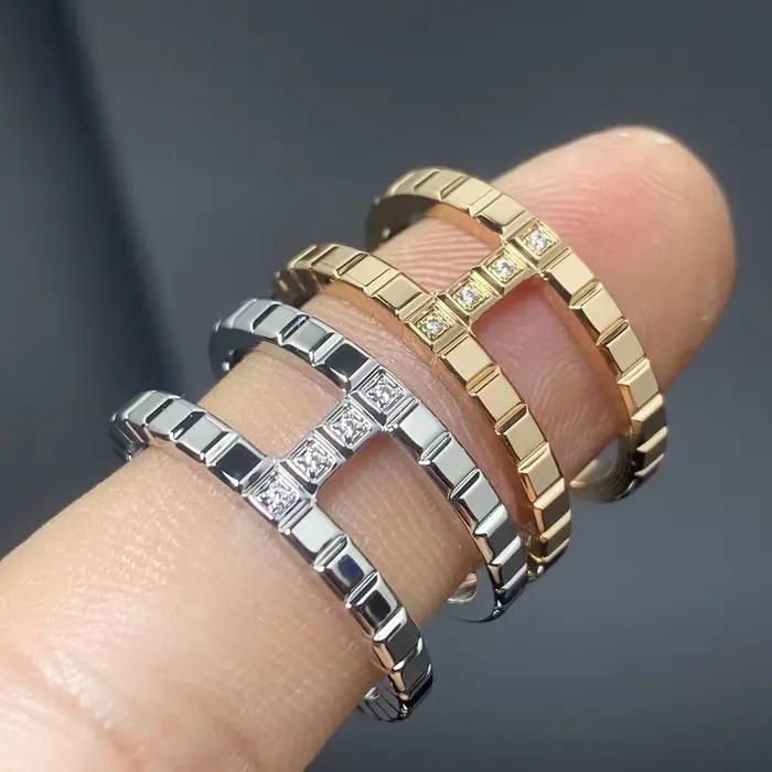 Bague de couple classique en argent 925 avec diamant