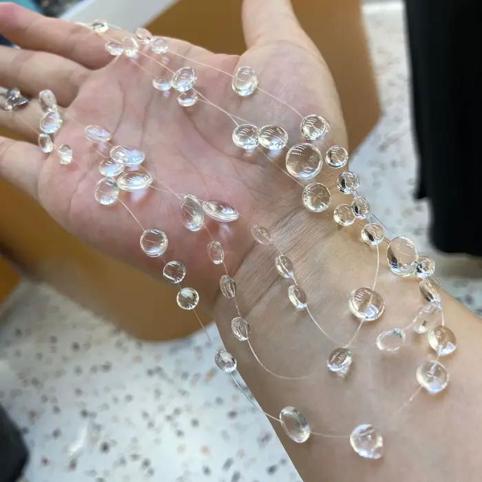 Collier Goutte de Rosée du Matin au Design Unique, Fait Main, Perles de Cristal Transparentes, Chaîne de Clavicule Tendance et Originale