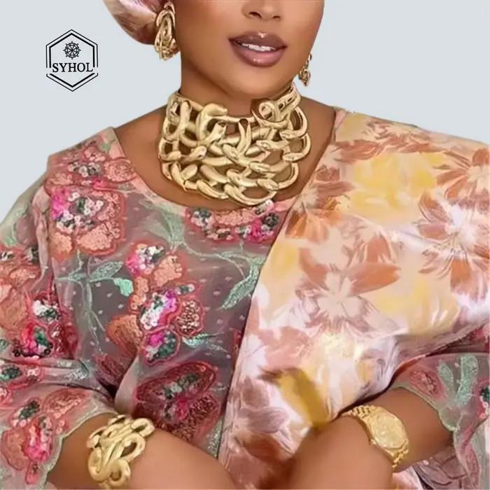 Collier pour femmes, ensemble de bijoux plaqués or de dubaï