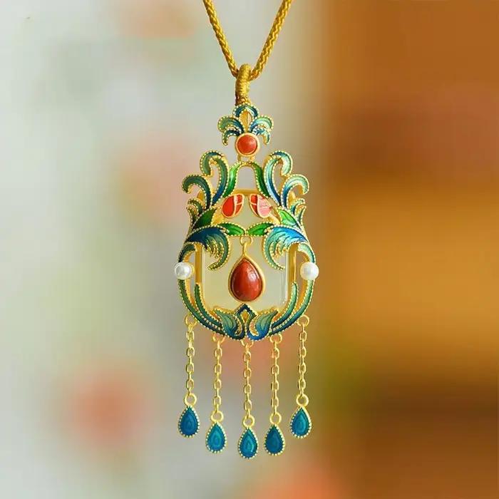 Collier à pampilles en jade naturel Hetian, pendentif de luxe, style court, chaînes glamour vintage, bijoux de mariage pour femmes