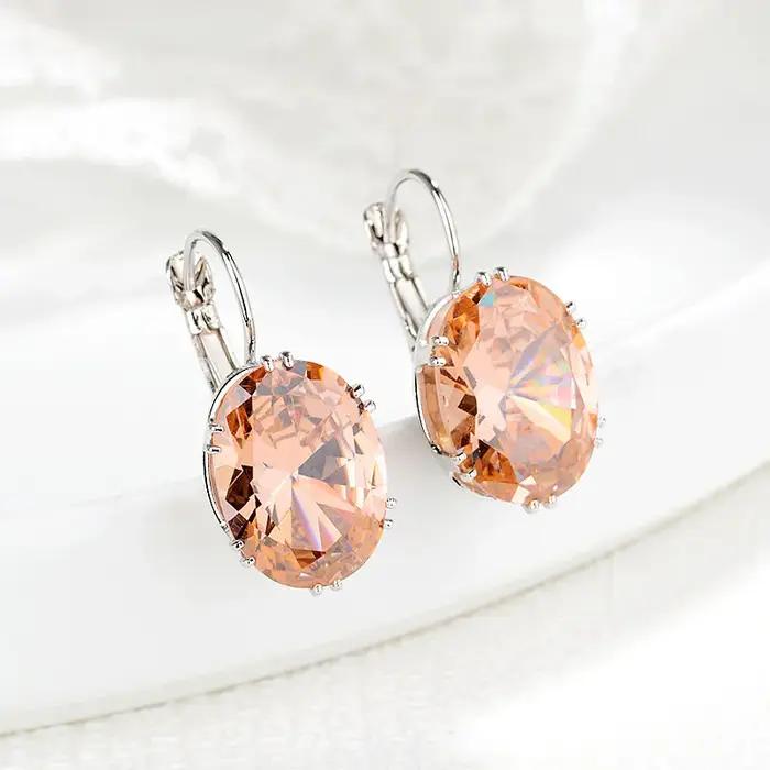 Jellystory 925 bijoux en argent boucles d'oreilles avec multicolore ovale en forme de saphir pierres précieuses boucles d'oreilles pour les femmes de mariage en gros