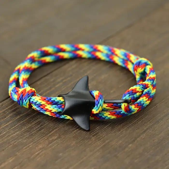Bracelet Manta Marin Pour Hommes Multicouche Réglable Corde Fil ZINC Style Hip-Hop Rock Occasions Spéciales Plage Loisirs