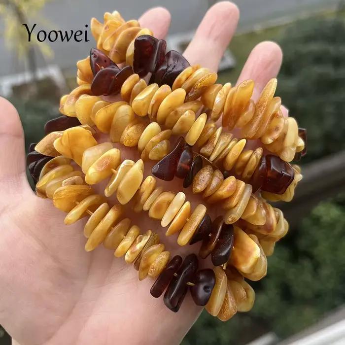 Bracelet en ambre véritable de la mer Baltique à brins naturel style géométrique fait main