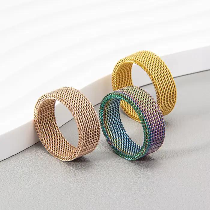 Bague moderne en acier inoxydable à mailles pour homme et femme, bijoux, anneau en maille, Anillos Mujer, Bague, Anel, Aneis