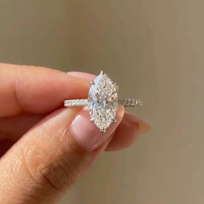 Bague en argent Sterling 925 pour femmes, classique, Marquise, Zircon, fiançailles, mariage, luxe, h
