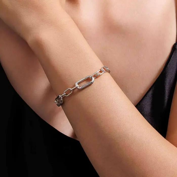 Bracelet en argent sterling 925 fermoir en diamant breloque perlée cadeau romantique pour femmes occasions spéciales anniversaires fiançailles mariage