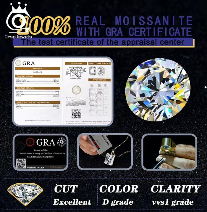 ORSA JEWELS – boucles d'oreilles exquises en argent 925, couleur D, Moissanite, pour femmes, bijoux de mariage brillants en diamant Moissanite, MOE23
