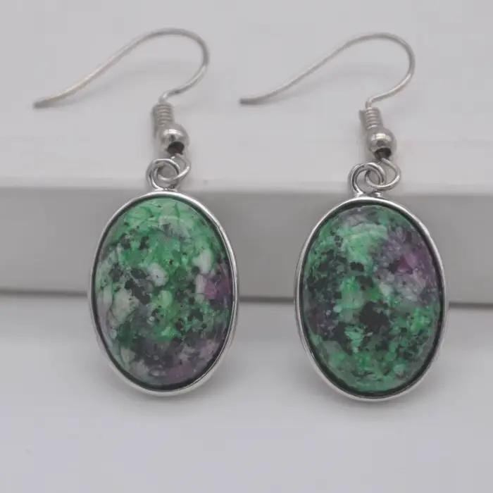 Agate/pierre de sable/ Sodalite brésilienne/Rhodonite/Turquoise/cristal/Lapis/opale/Malachite verte perles de pierre boucles d'oreilles ovales bijoux