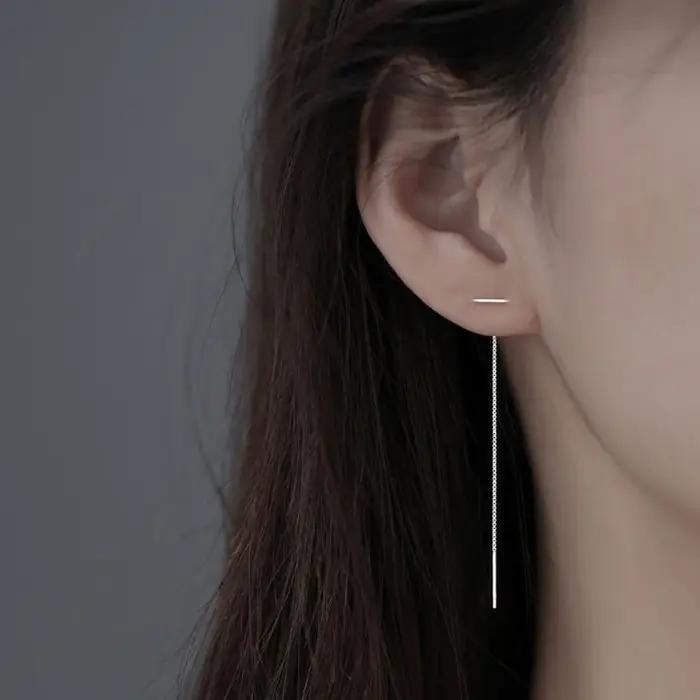 Boucles d'oreilles pendantes JOThreader en argent tibétain géométriques longues 11 cm pour femme et adolescente style fashion plaqué argent ou or