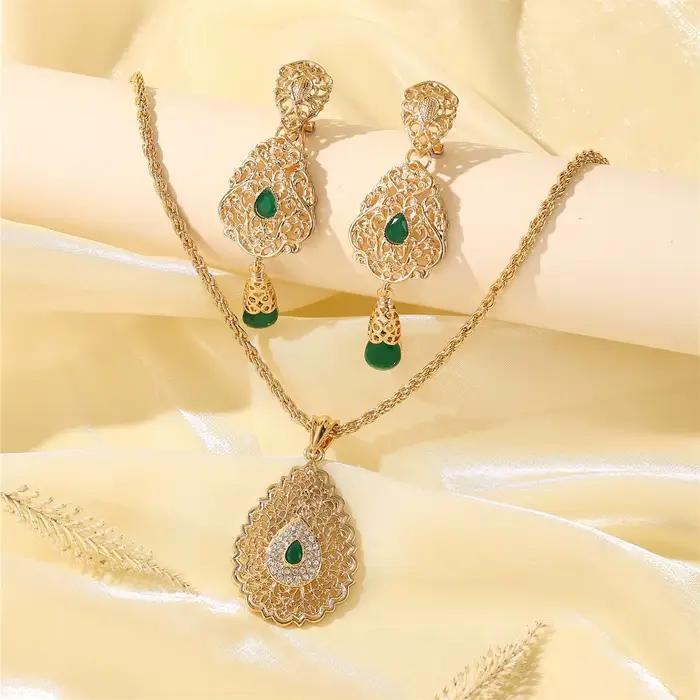 Ensemble de bijoux marocain pour femmes, collier, boucles d'oreilles, broche, luxueux, Style Vintage, accessoires de mariage, cadeau