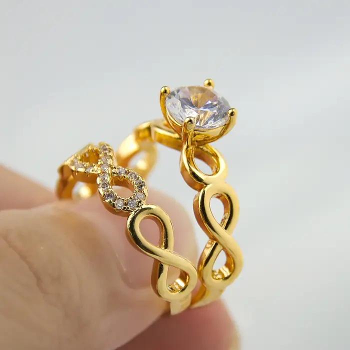 Bague de cocktail plaquée or 21 carats pour femmes