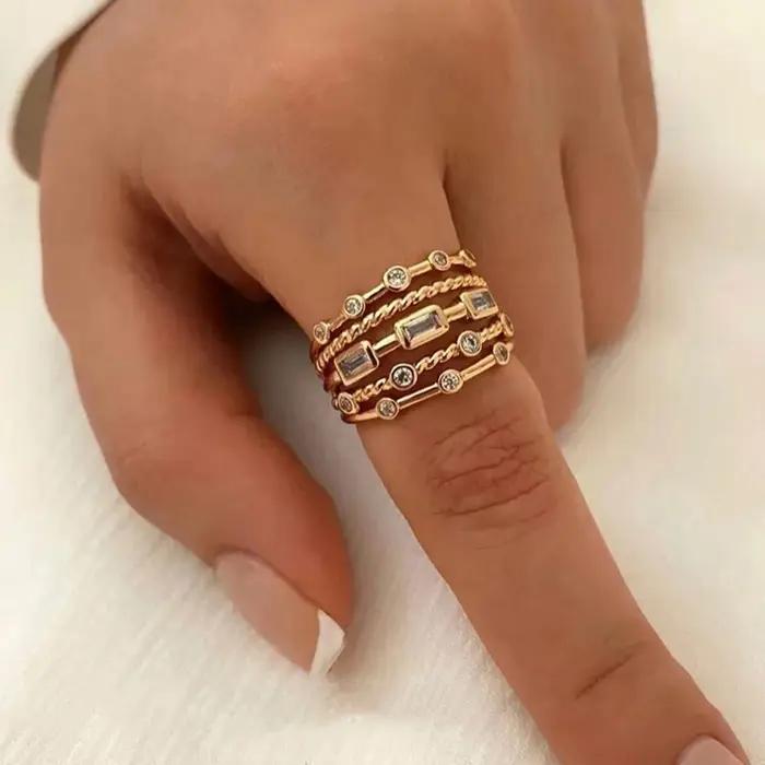 Nwe – bagues de soleil plaquées or 18 carats pour femmes