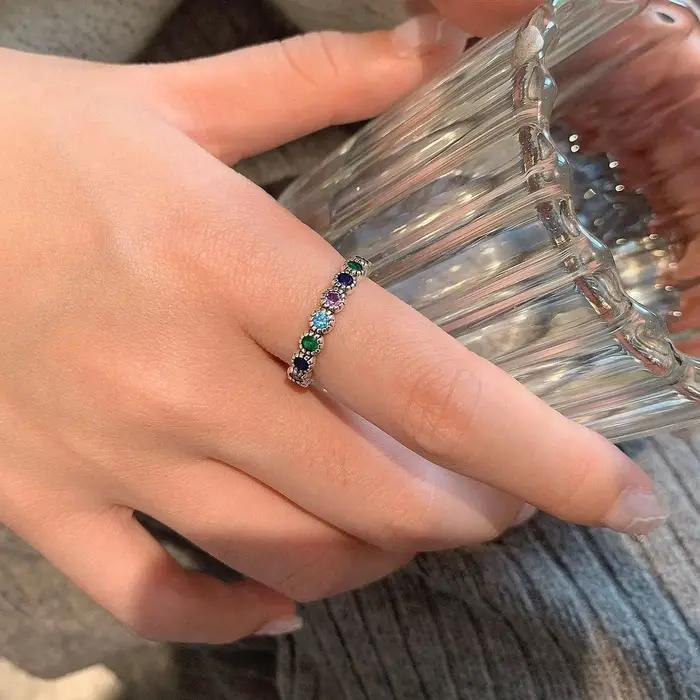 Bague de cocktail en argent sterling 925 sertie de zirconium bleu pour femmes, design rétro chic, cadeau pour occasions spéciales