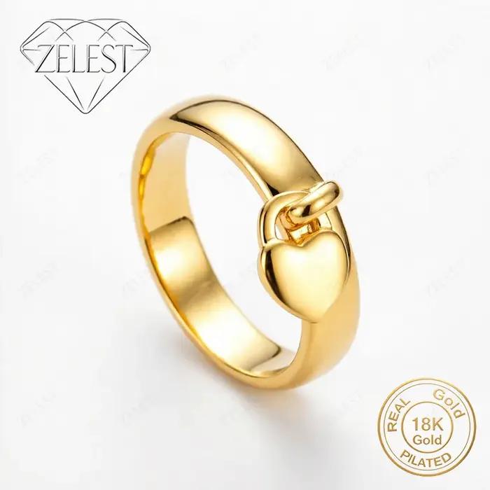 Argent 925 plaqué or 18 carats 8 # Bague Cadenas d'Amour Mignonne pour Femme