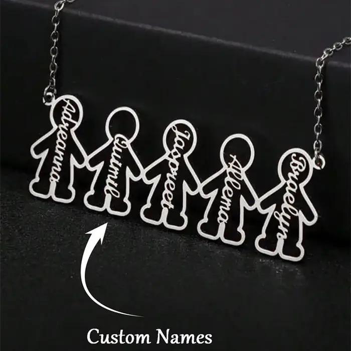 Collier personnalisé avec nom d'enfant, pendentif à noms multiples, adapté aux hommes de la famille,