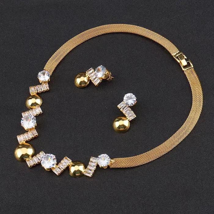 Bijoux pour femmes, collier et boucles d'oreilles en Zircon cubique brillant