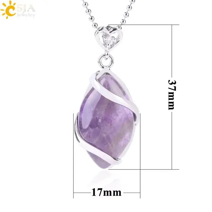 CSJA –pierre naturelle et cristaux pour femmes, collier pendentif pierre naturelle , pierres de guérison, pierres naturelles véritables, améthystes, collier pierre précieuse amethyste pierre naturelle