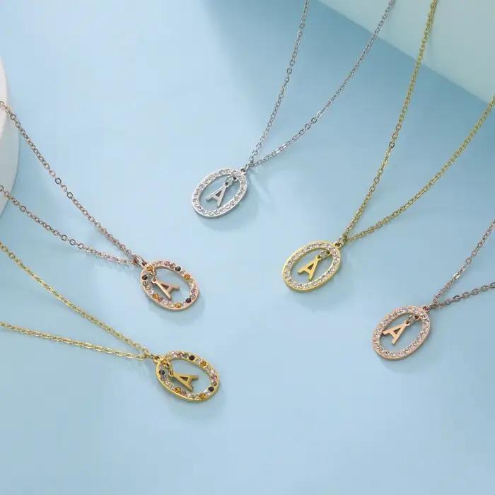 Cazador Zcompresses sur Initiale Lettre Collier pour Femmes Strass A-Z Alphabet