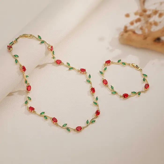 HECHENG, ensemble de bijoux tulipe romantique français, Bracelet, collier, Banquet pour femmes, bijoux en métal et cuivre, 1 pièce