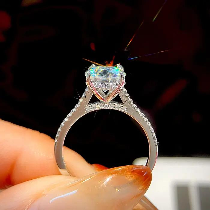 Bague ronde en argent sterling 925 sertie de zirconium pour femmes occasions d'engagement romantique et luxe haute qualité