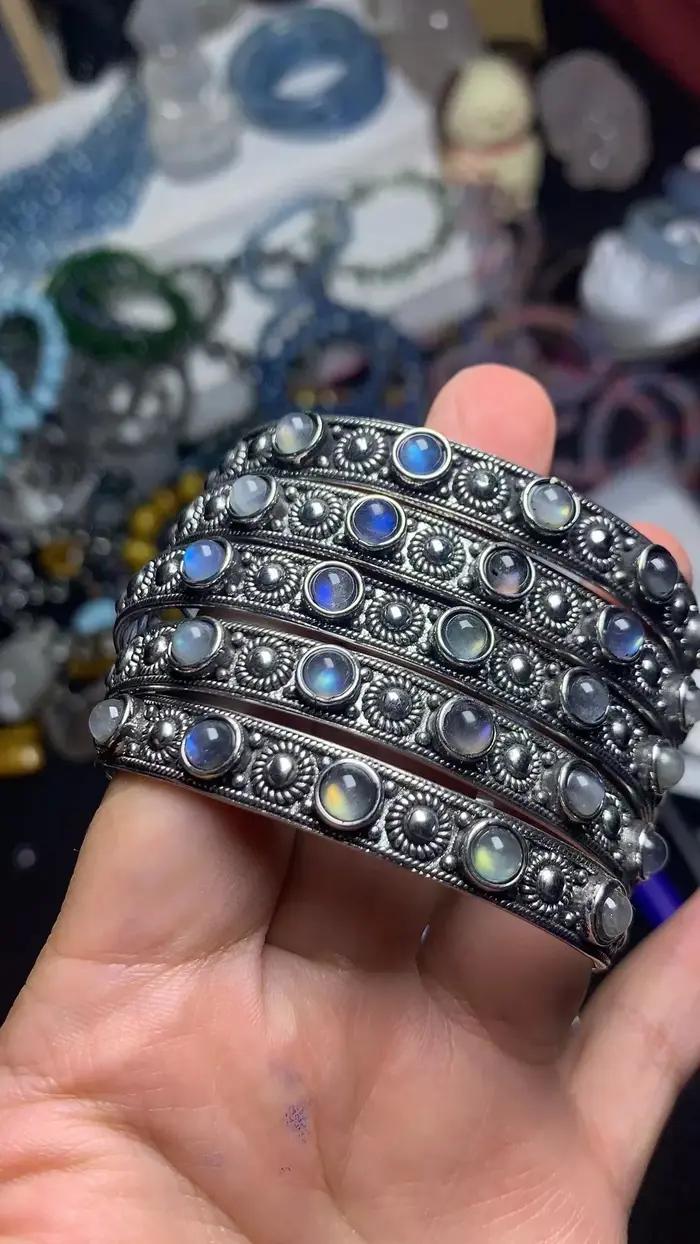 Bracelet en pierre de lune naturelle pour femme et homme, bijoux riches de luxe, élégants, romantiqu