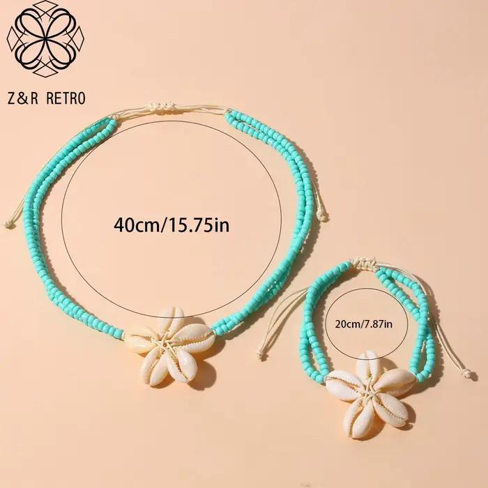 Ensemble de bijoux bohème en perles colorées, collier et bracelet, accessoire de mode essentiel pour les vacances d'été, 2025