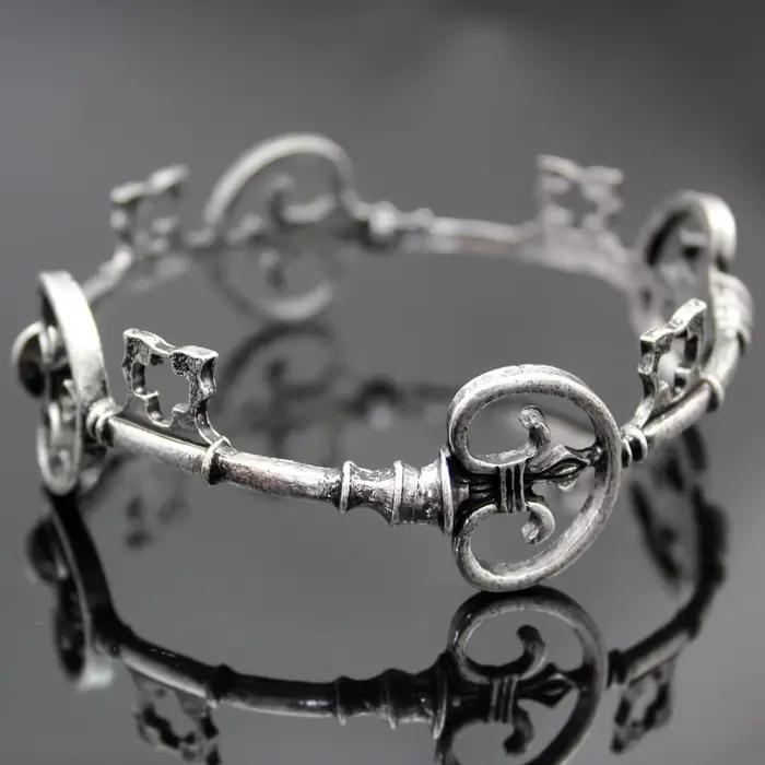 Vintage victorien squelette clé croix Bracelet de mariée mode unisexe