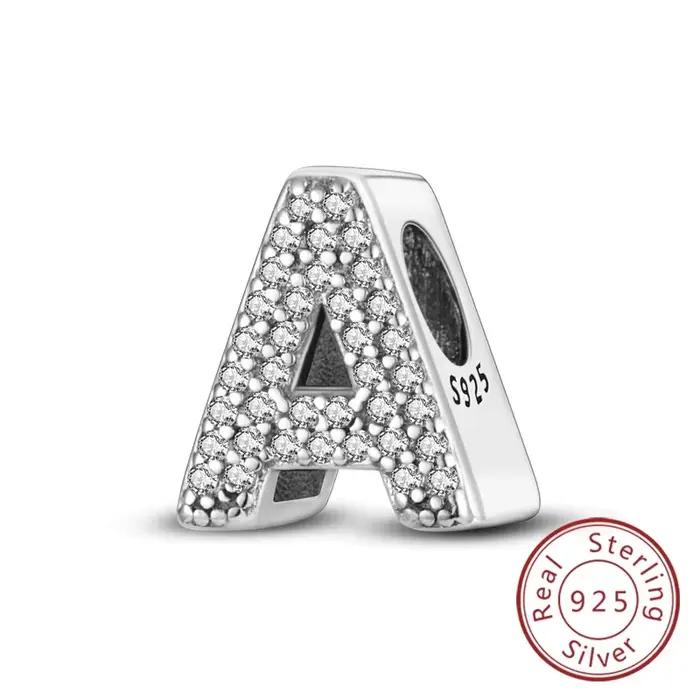Breloques originales en argent Sterling 925 pour femmes et filles, 26 lettres A-Z Alphabet, perles a