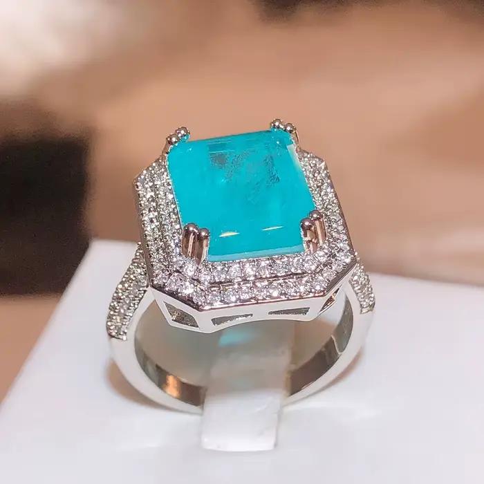 Bague Paraiba en Zircon rose bleu vert pour femmes bijoux de fête haute qualité bague de fiançailles cadeau anniversaire fantaisie occasion spéciale