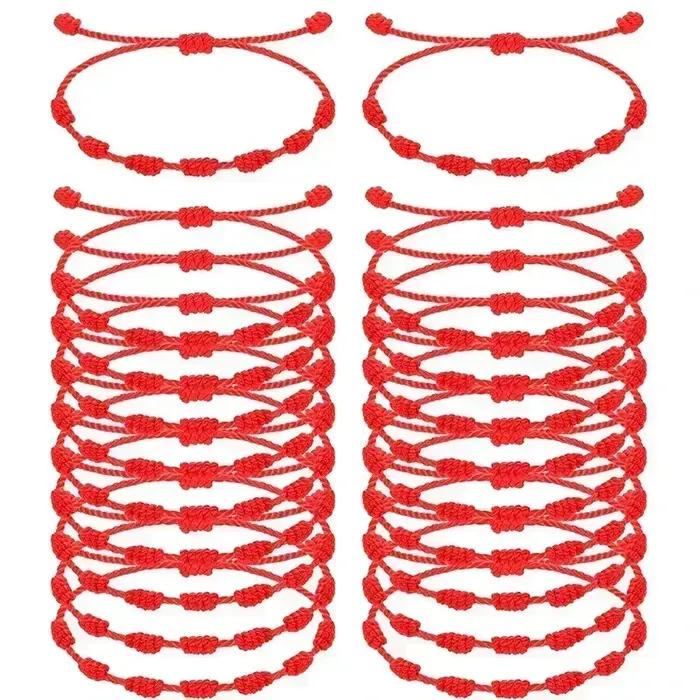Bracelet rouge tressé à la main coton porte-bonheur symbole de chance et protection pour femmes occasions spéciales