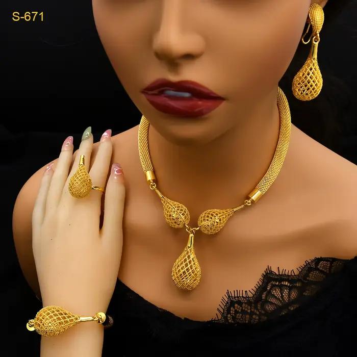 Ensemble de bijoux ANIID style bohème en or 24 carats squelette pour mariage femme occasions traditionnelles