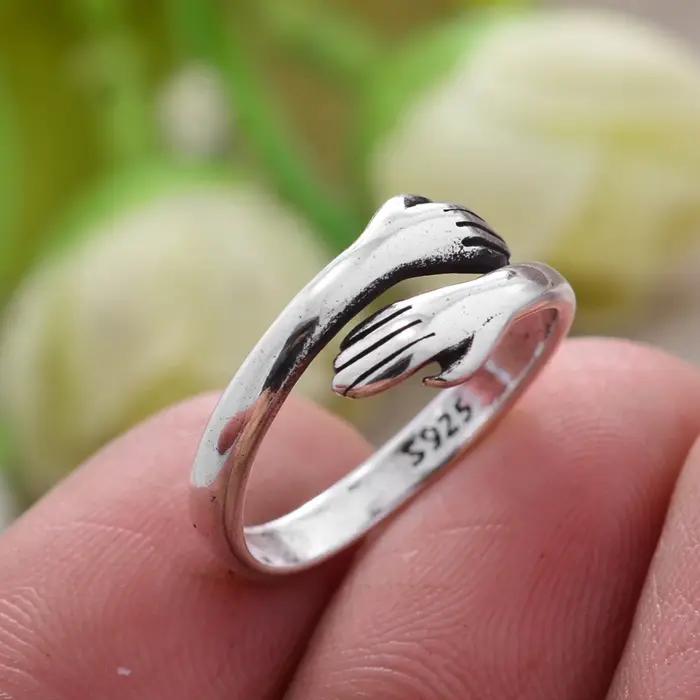 Bague en argent thaïlandais aux ailes élégantes pour femmes occasions spéciales cadeau anniversaire noël bureau carrière