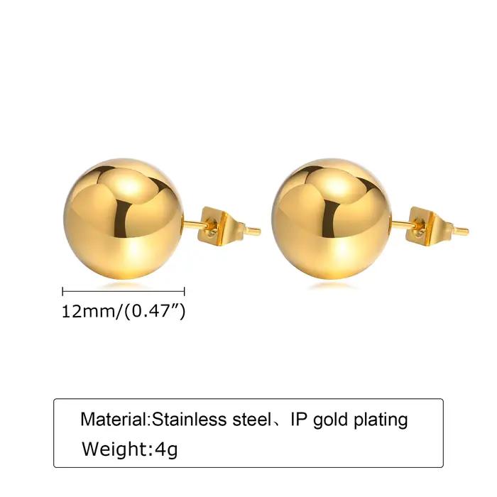 Boucle d'oreille perlée boule circulaire plaquée or en acier inoxydable pour femmes occasions spéciales cadeau de fiançailles anniversaires et plus