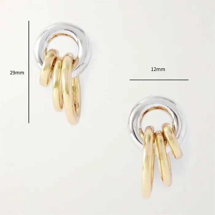 Boucles d'oreilles triple anneau dorées avec matériau en acier inoxydable plaqué avec rétention de c