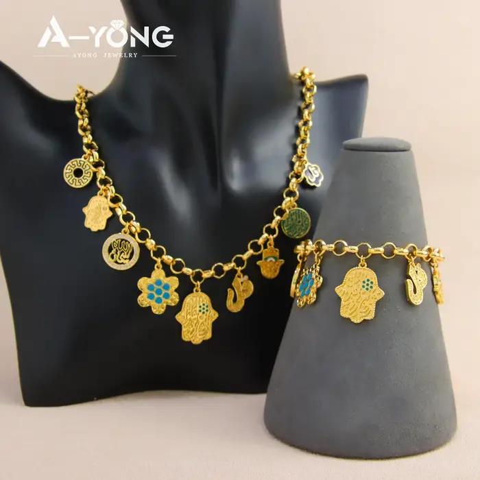 Ensemble de bijoux de mode de dubaï plaqué or 21 carats