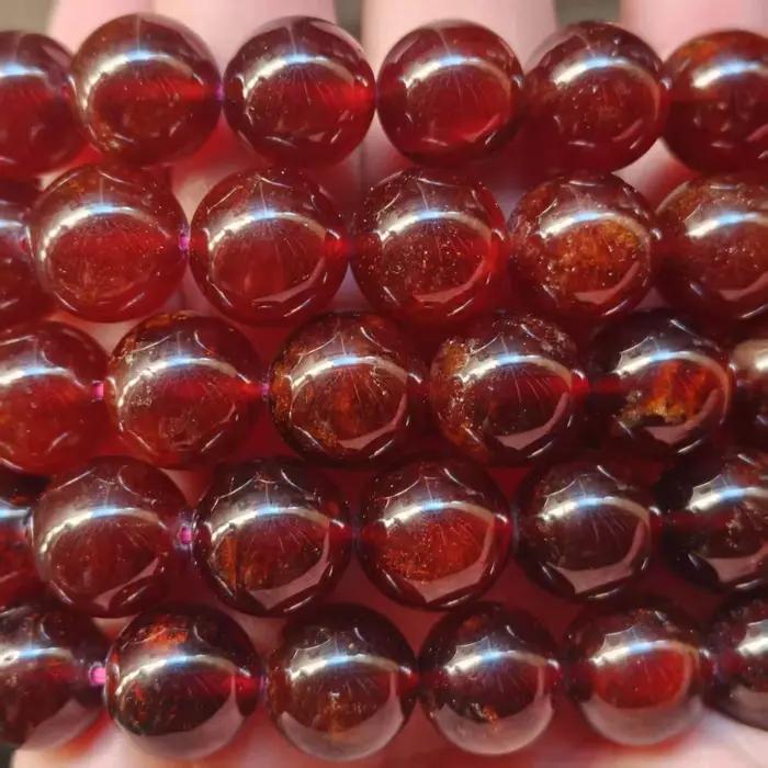 Brésil 100% AAA naturel rouge Orange grenat perles rondes Bracelet collier janvier pierre de naissan
