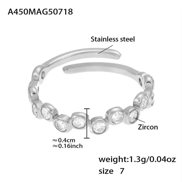 Bagues bohémiennes réglables en acier inoxydable plaqué or 18 carats incrustées de zircon multicolore pour femmes occasions spéciales